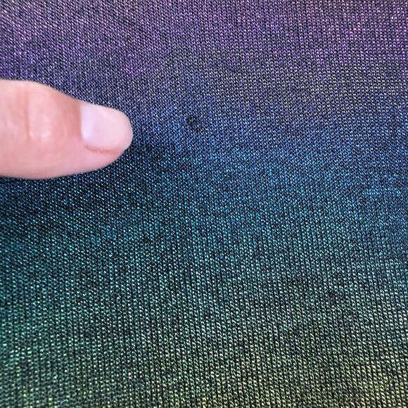 Metallic Shimmer Rainbow Top Women Large Sheer Festival Rave Club EDC Party READ - Picture 6 of 15